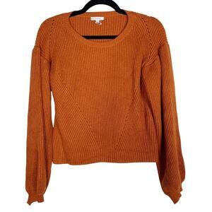 Maisie Medium M Rust Orange Peter Bishop Sleeve Crewneck Sweater Cropped Ribbed